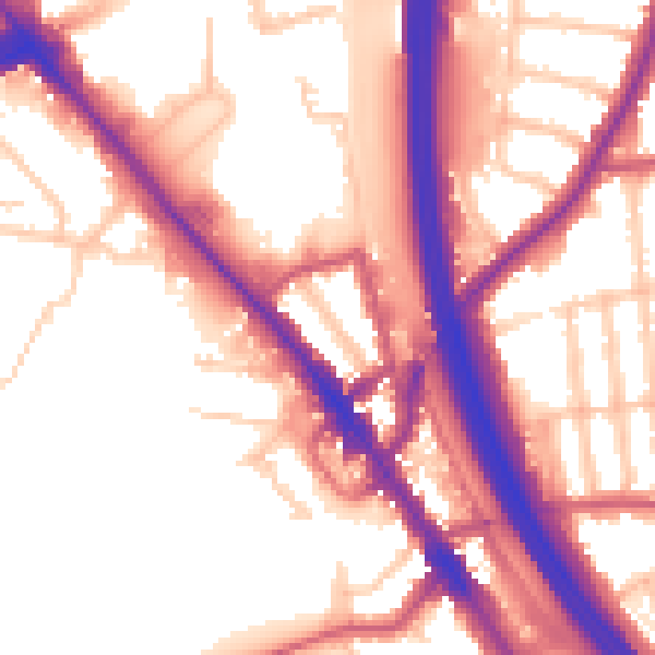 Daytime road noise heatmap for NW9 6AB