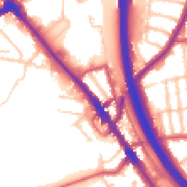 Daytime road noise heatmap for NW9 6AE