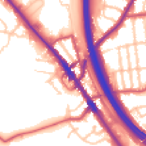 Daytime road noise heatmap for NW9 6AG
