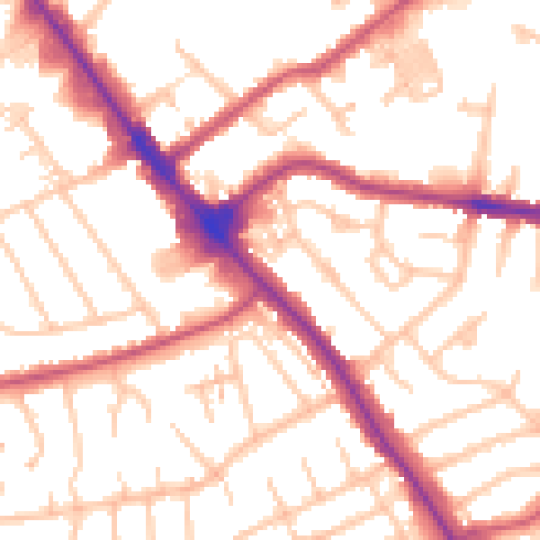 Daytime road noise heatmap for NW9 6BP