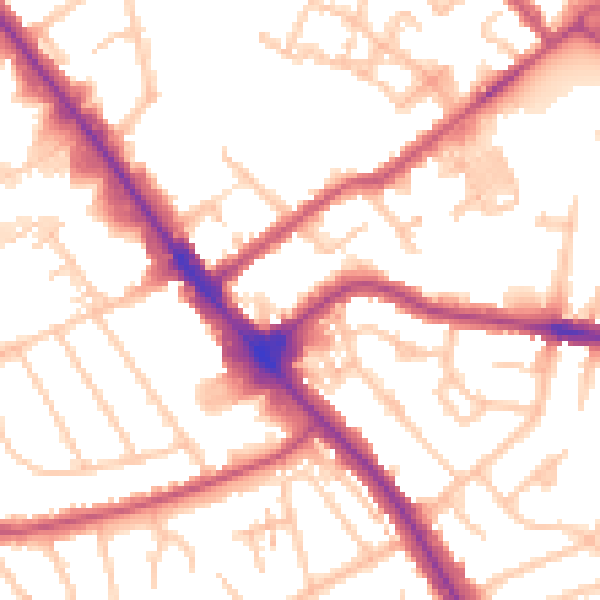 Daytime road noise heatmap for NW9 6BU