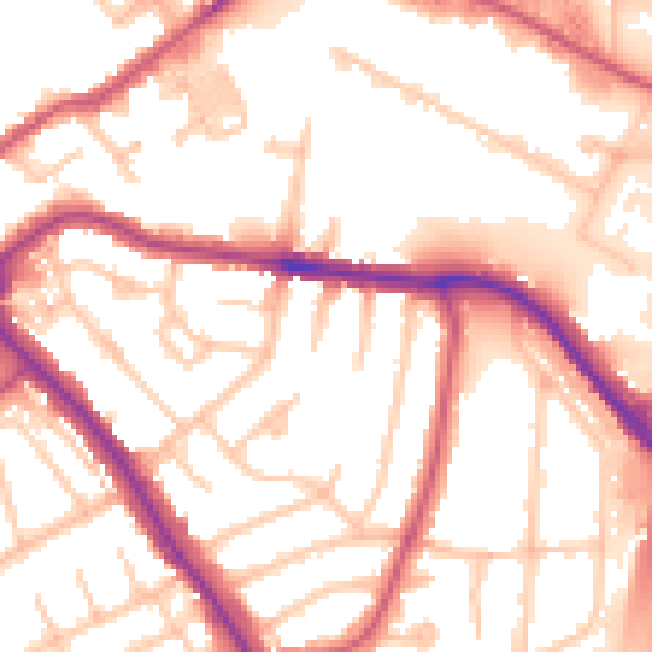 Daytime road noise heatmap for NW9 6DR