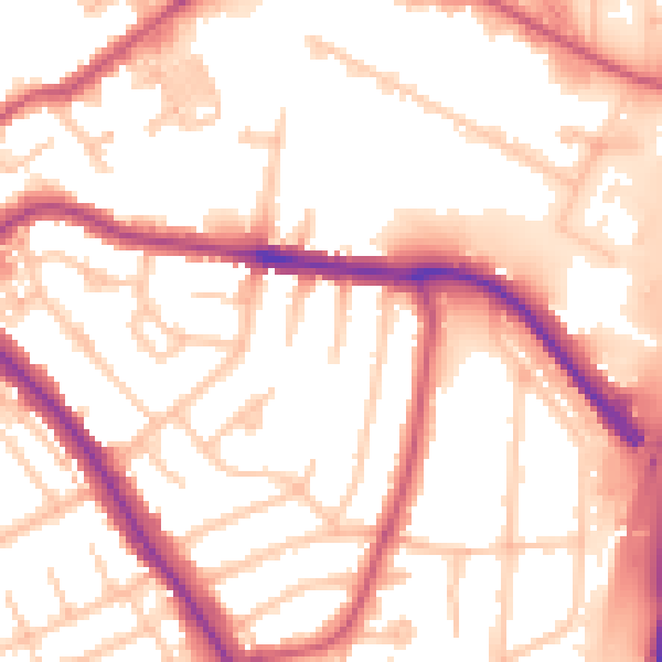 Daytime road noise heatmap for NW9 6DT