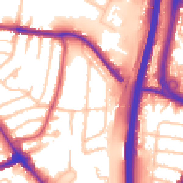 Daytime road noise heatmap for NW9 6EL
