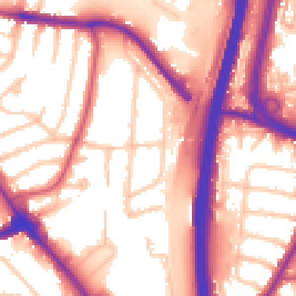 Daytime road noise heatmap for NW9 6EN