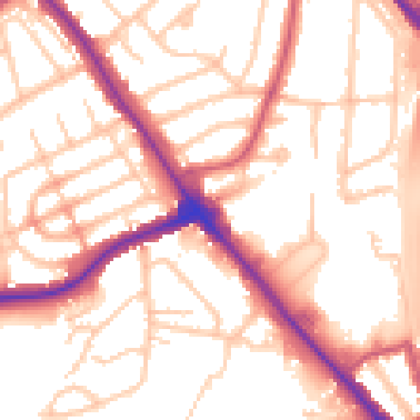 Daytime road noise heatmap for NW9 6FP