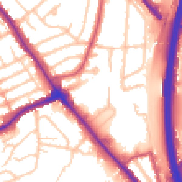 Daytime road noise heatmap for NW9 6FR