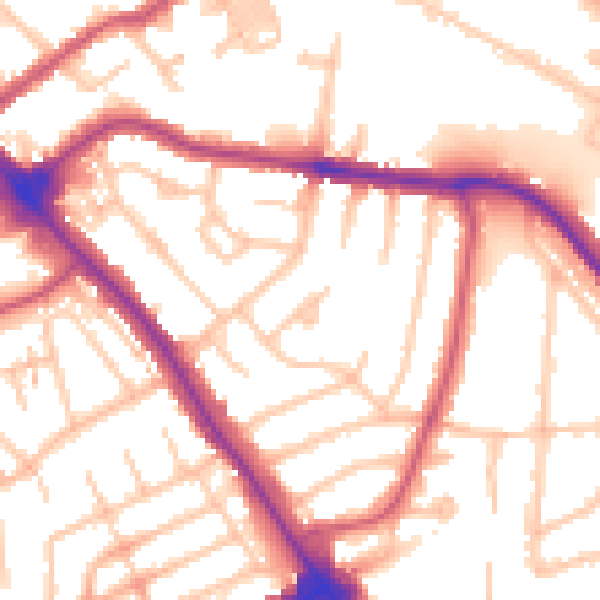 Daytime road noise heatmap for NW9 6HP