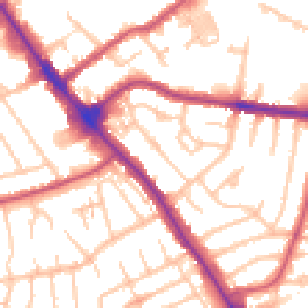 Daytime road noise heatmap for NW9 6HT