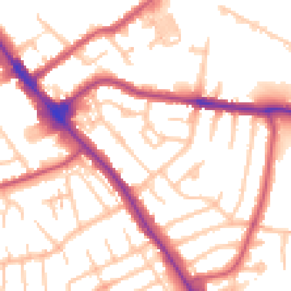 Daytime road noise heatmap for NW9 6JG