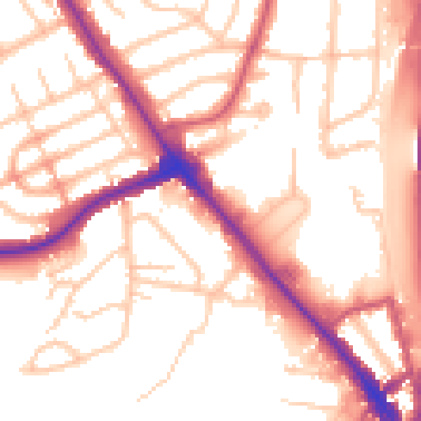Daytime road noise heatmap for NW9 6JR