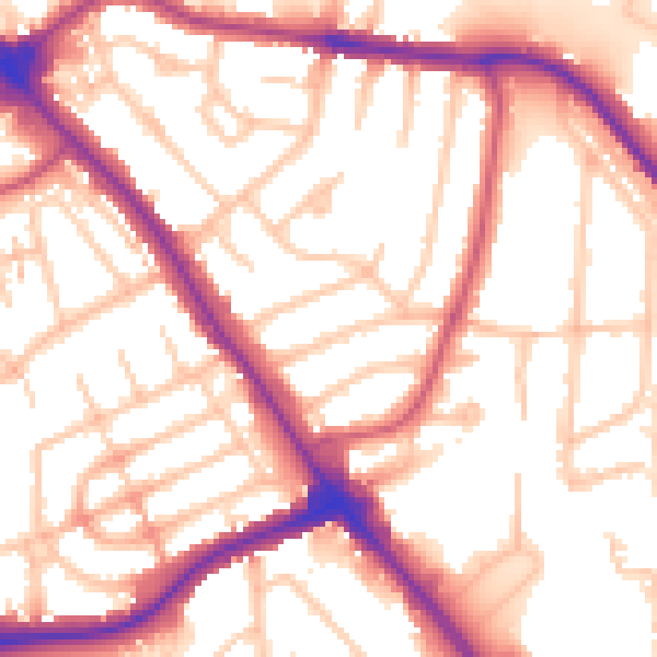 Daytime road noise heatmap for NW9 6NY
