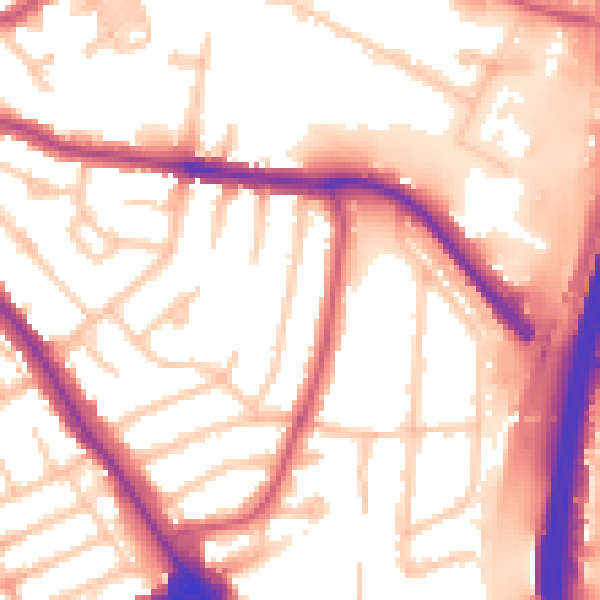 Daytime road noise heatmap for NW9 6PB