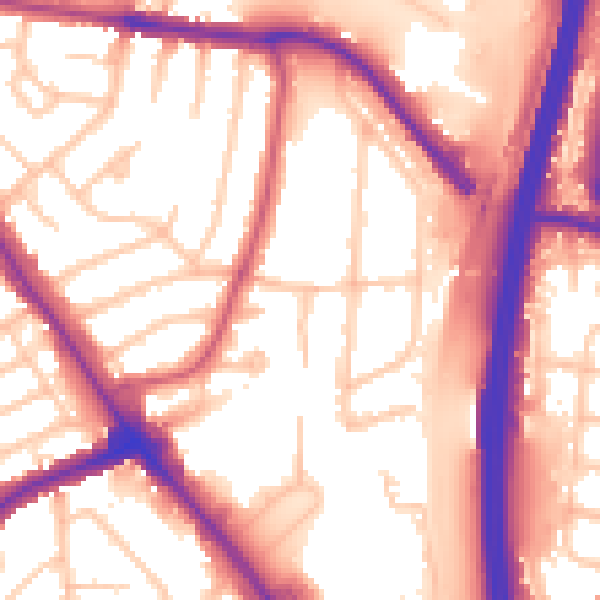 Daytime road noise heatmap for NW9 6QA