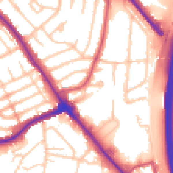 Daytime road noise heatmap for NW9 6QH