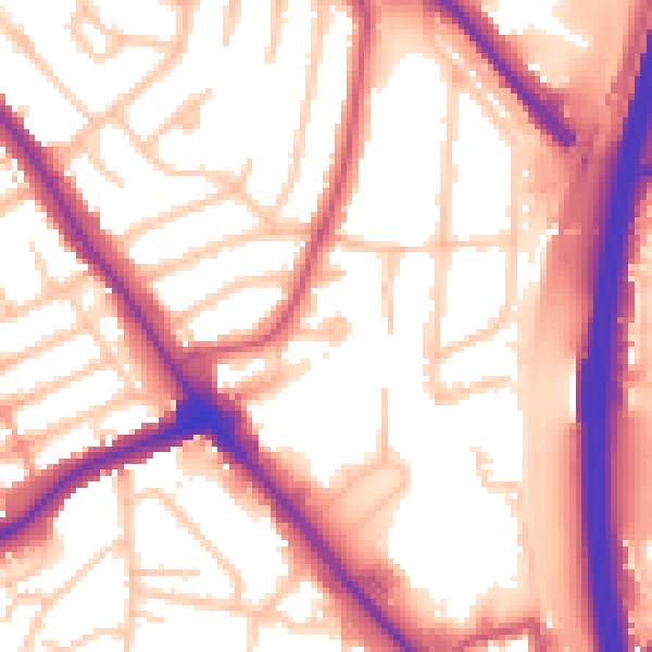Daytime road noise heatmap for NW9 6QJ