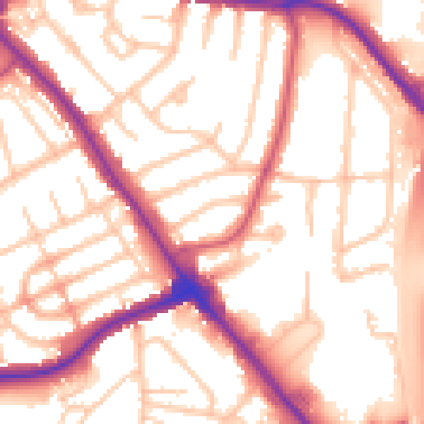Daytime road noise heatmap for NW9 6QT