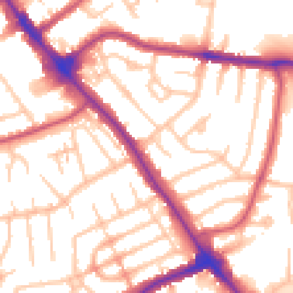 Daytime road noise heatmap for NW9 6RS