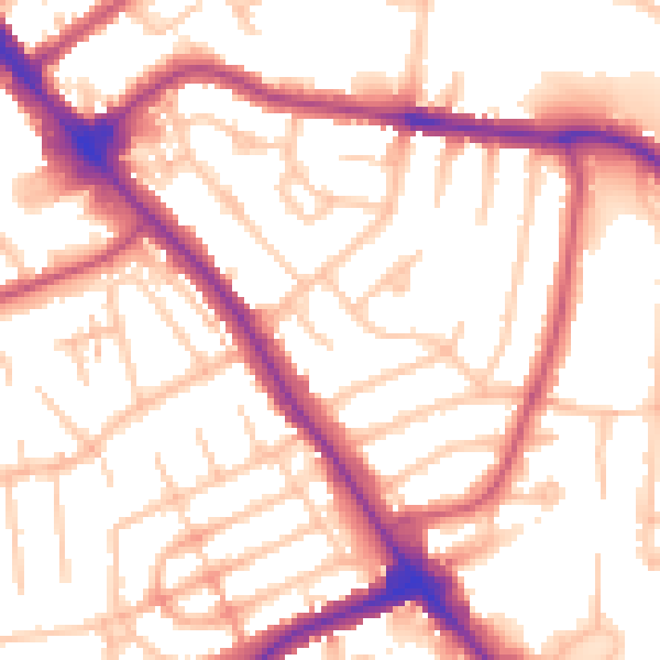 Daytime road noise heatmap for NW9 6RT
