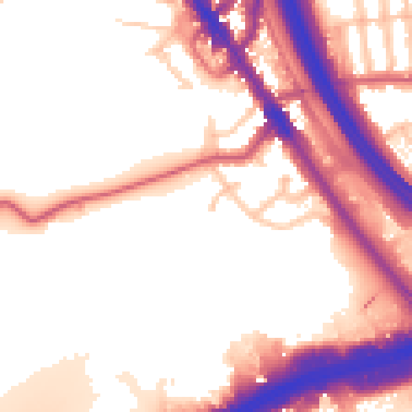 Daytime road noise heatmap for NW9 7BD