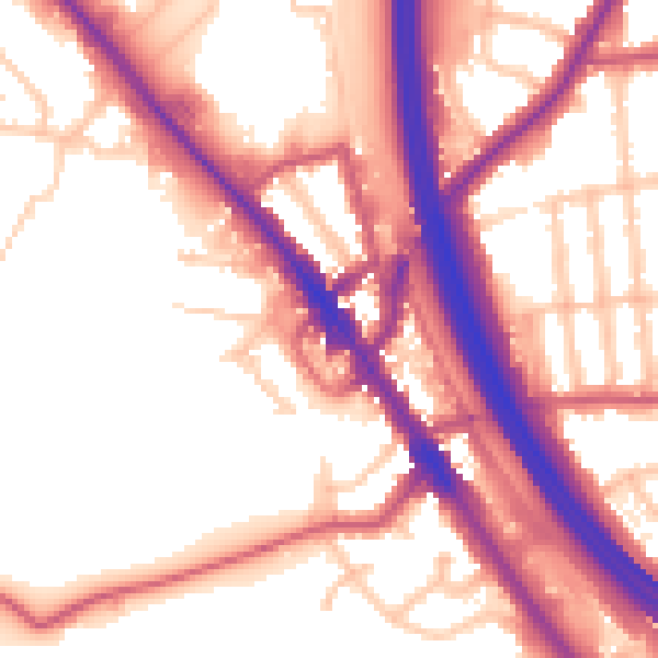 Daytime road noise heatmap for NW9 7DE