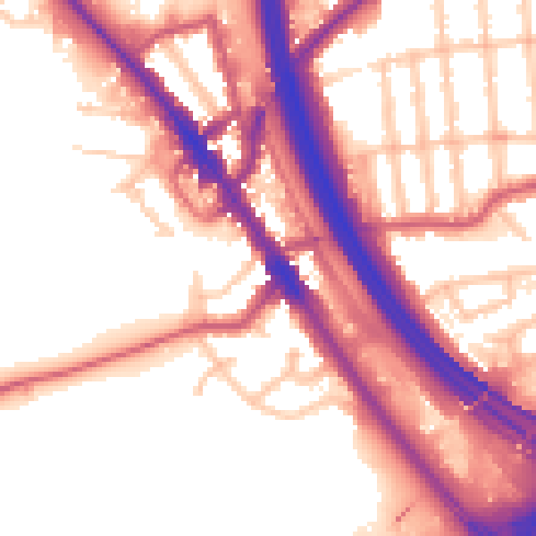 Daytime road noise heatmap for NW9 7DY