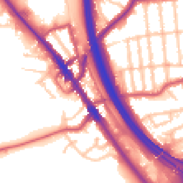 Daytime road noise heatmap for NW9 7EH