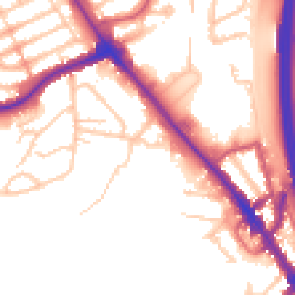 Daytime road noise heatmap for NW9 7EZ