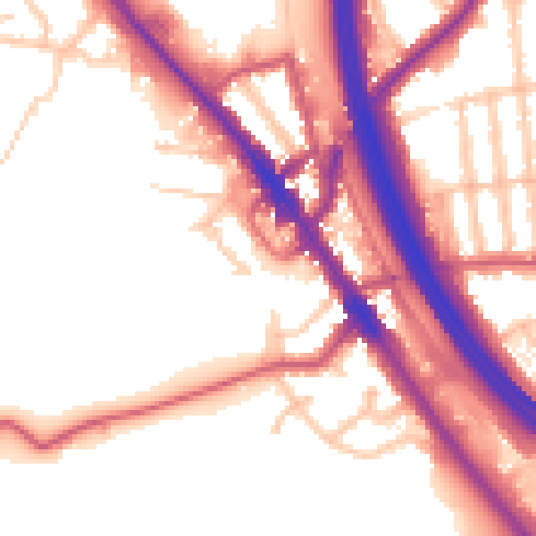 Daytime road noise heatmap for NW9 7FZ