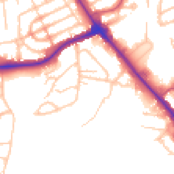 Daytime road noise heatmap for NW9 7HF