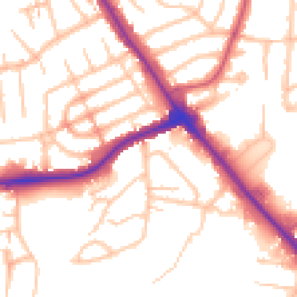Daytime road noise heatmap for NW9 7HT