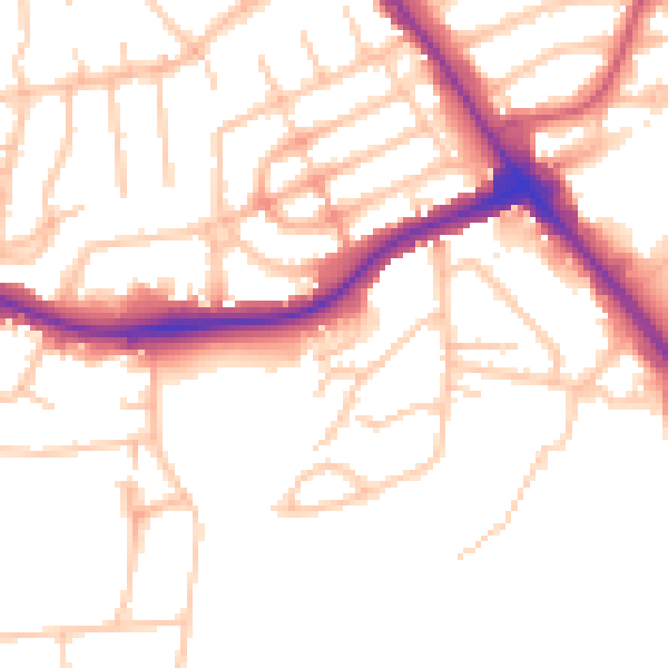 Daytime road noise heatmap for NW9 7HX