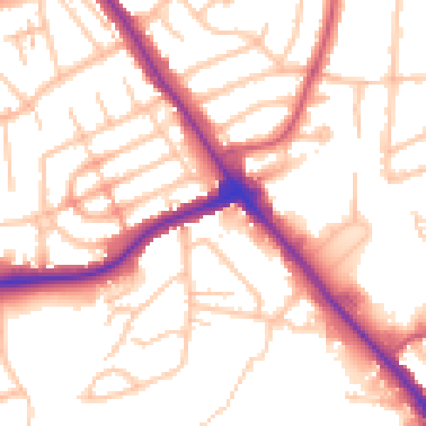 Daytime road noise heatmap for NW9 7HY