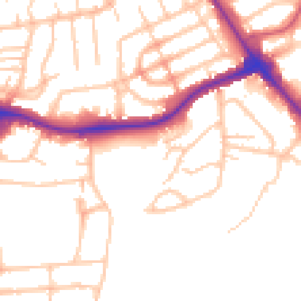Daytime road noise heatmap for NW9 7JA