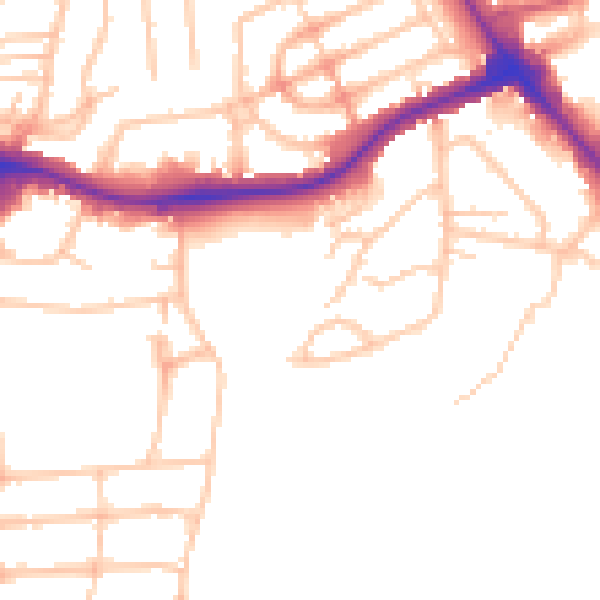 Daytime road noise heatmap for NW9 7RA