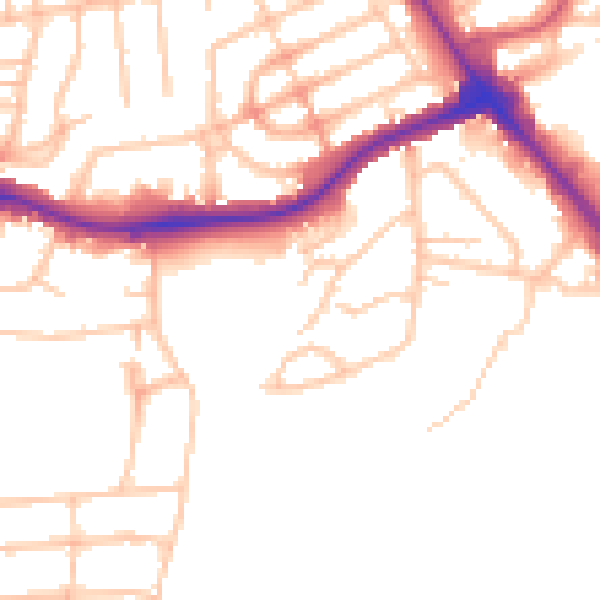 Daytime road noise heatmap for NW9 7RB