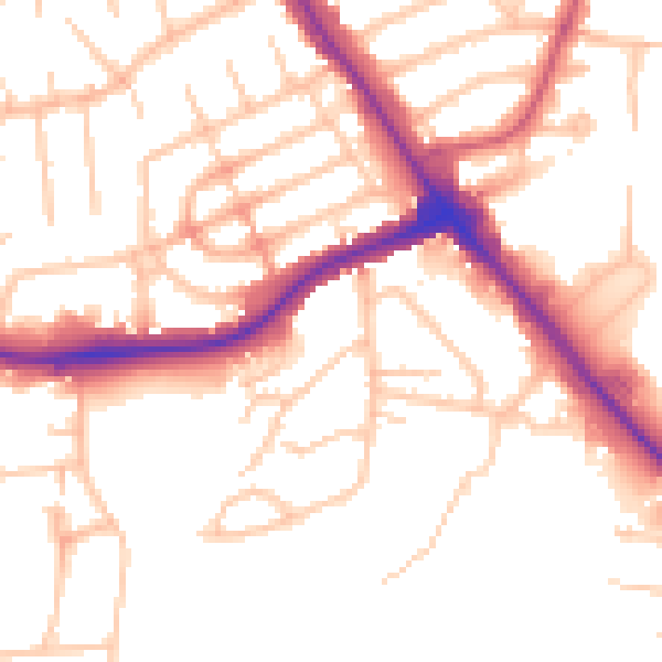 Daytime road noise heatmap for NW9 7RH