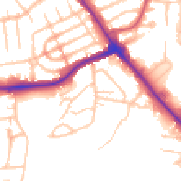 Daytime road noise heatmap for NW9 7RN