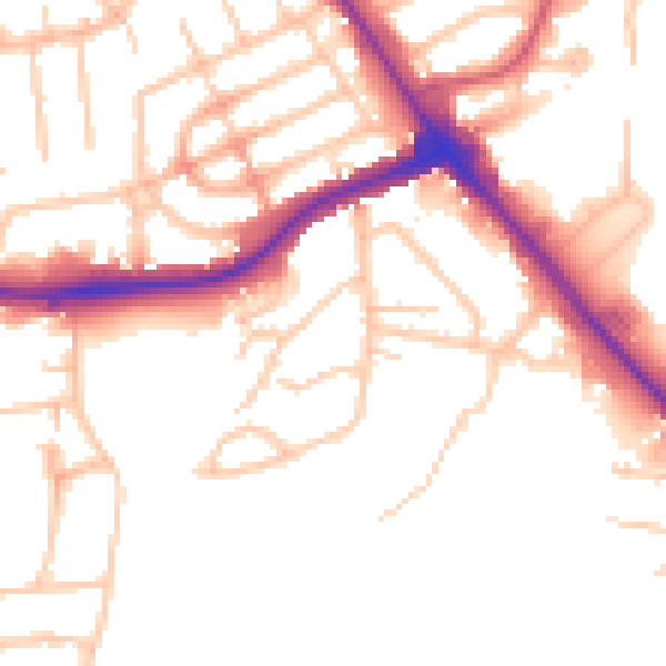 Daytime road noise heatmap for NW9 7RW