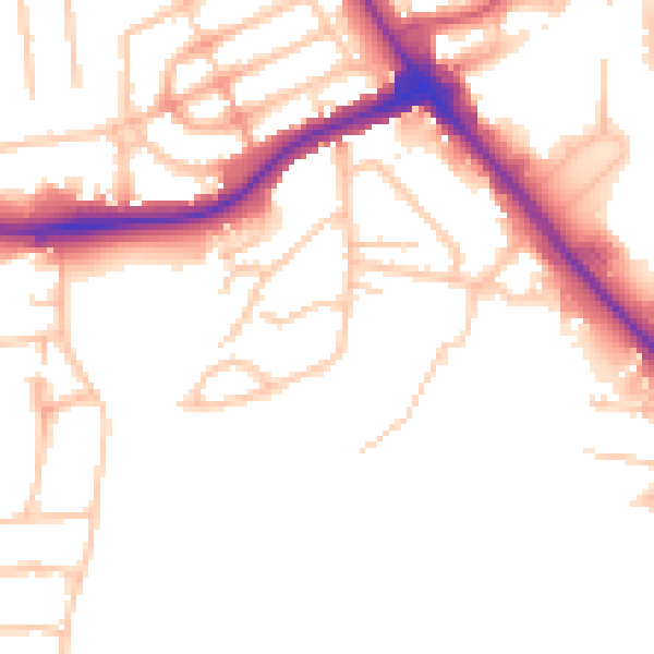 Daytime road noise heatmap for NW9 7SB