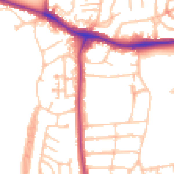 Daytime road noise heatmap for NW9 8AD