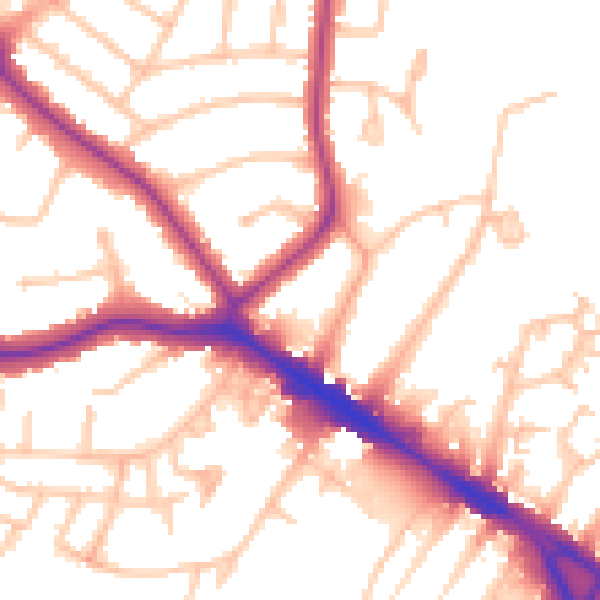 Daytime road noise heatmap for NW9 8AF