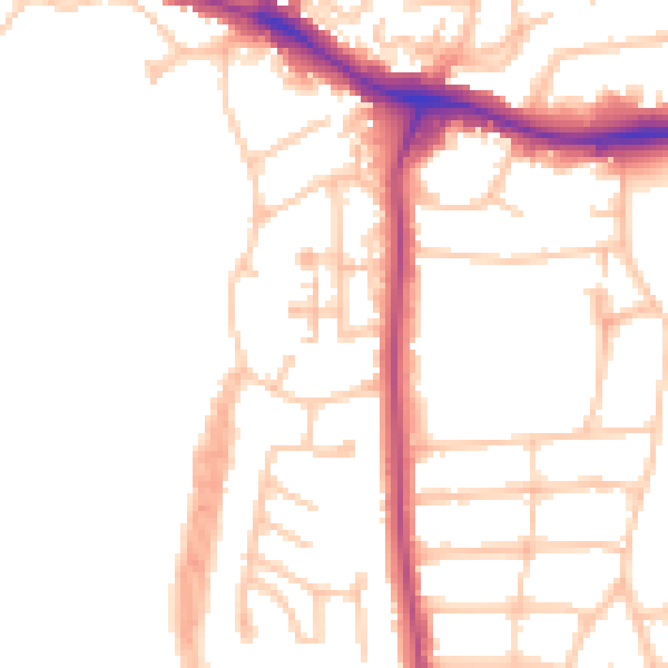 Daytime road noise heatmap for NW9 8AH