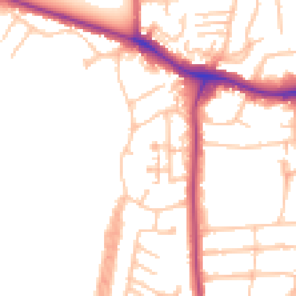 Daytime road noise heatmap for NW9 8AN