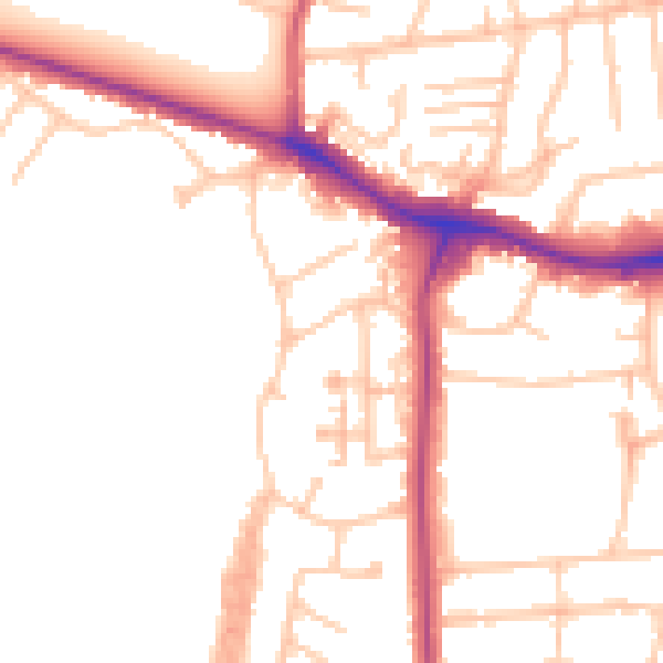 Daytime road noise heatmap for NW9 8AR