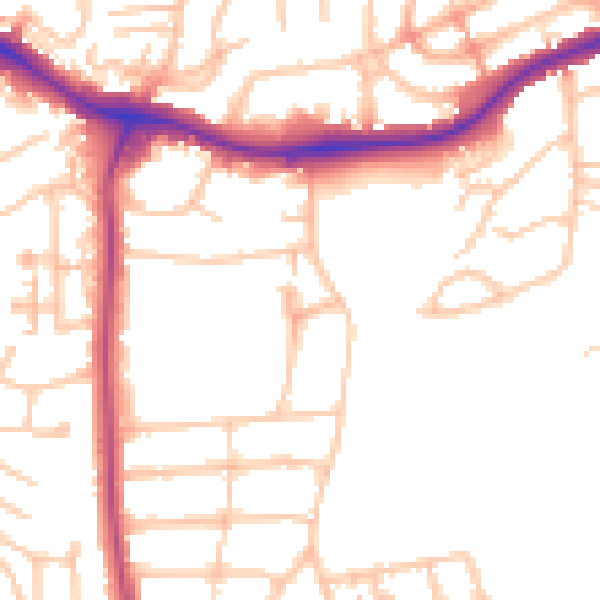 Daytime road noise heatmap for NW9 8BR