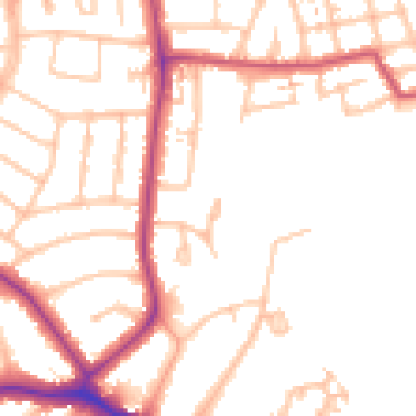 Daytime road noise heatmap for NW9 8DE