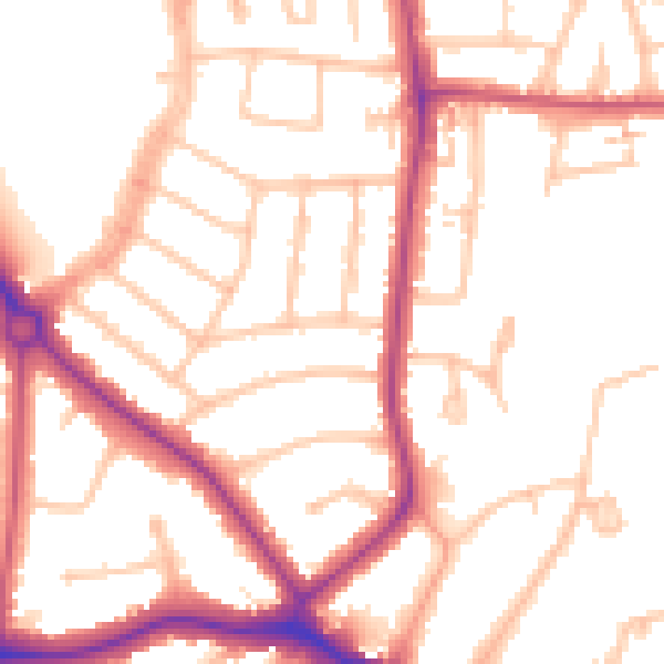 Daytime road noise heatmap for NW9 8EG