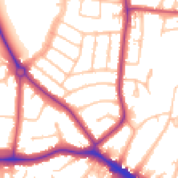 Daytime road noise heatmap for NW9 8EP