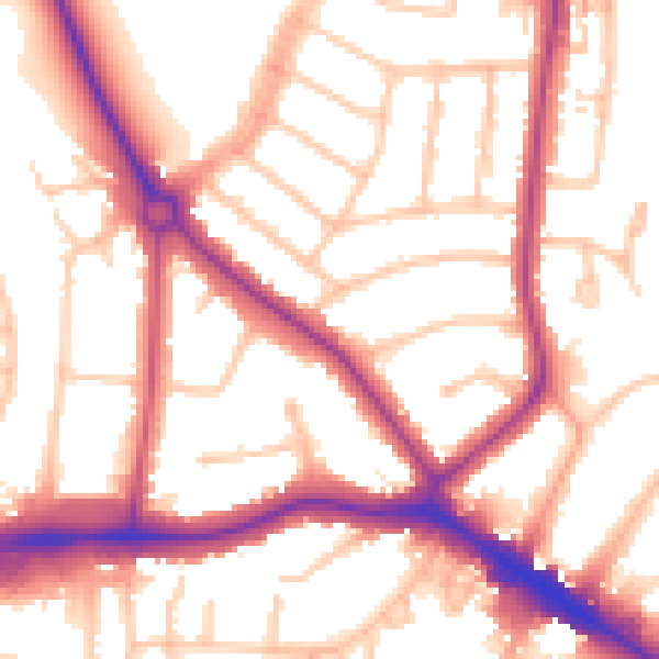Daytime road noise heatmap for NW9 8EW
